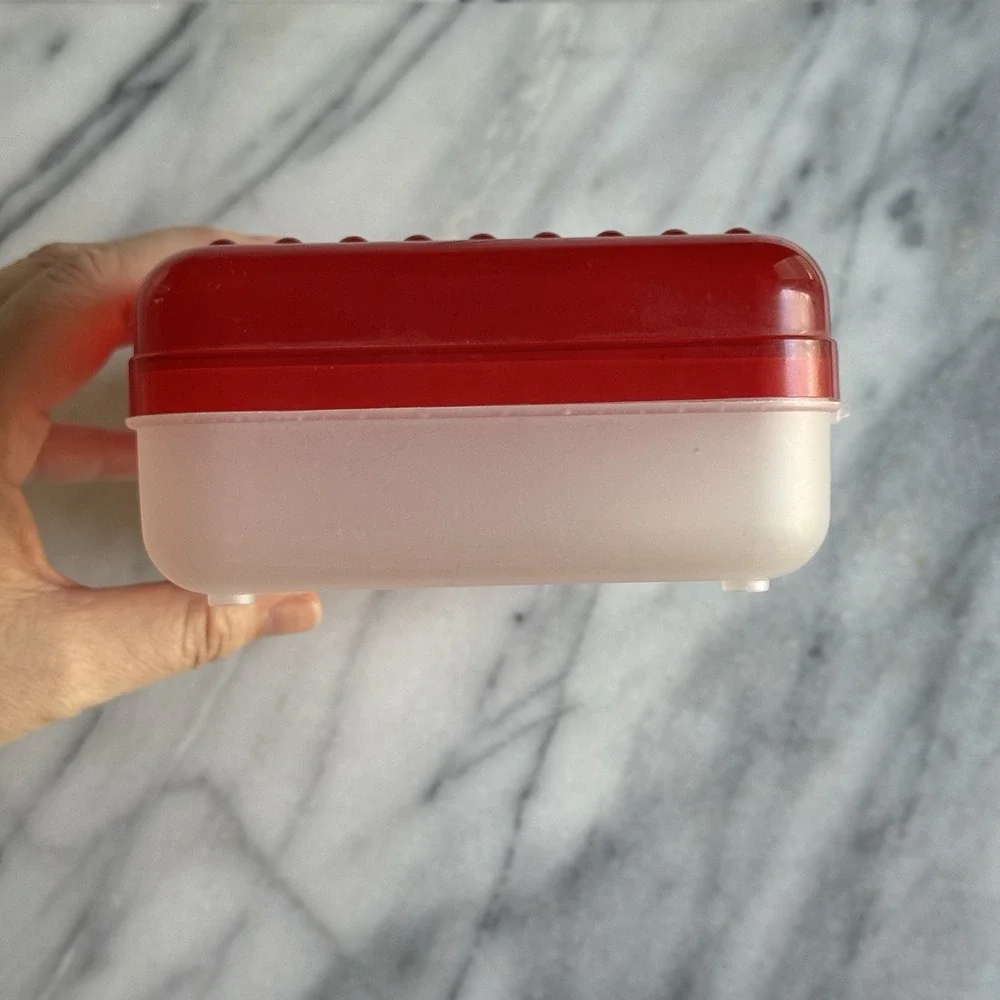 Vintage Spacemaker Pencil Box Red 90's Plastic Storage Case Large Made In USA